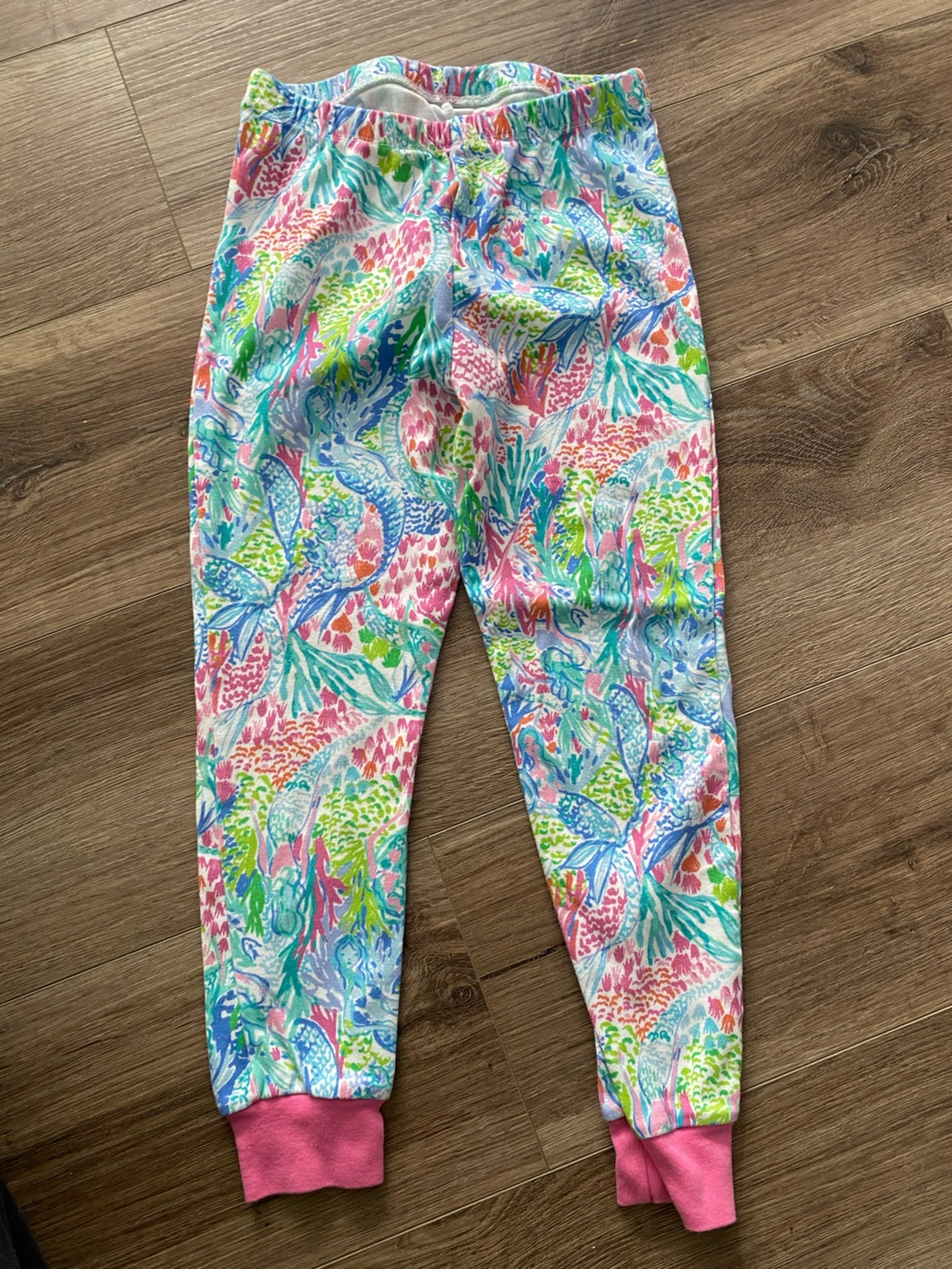 Lilly Pulitzer Multicolor Mermaid & Coral Print Pajama Bottoms with Pink Cuffs